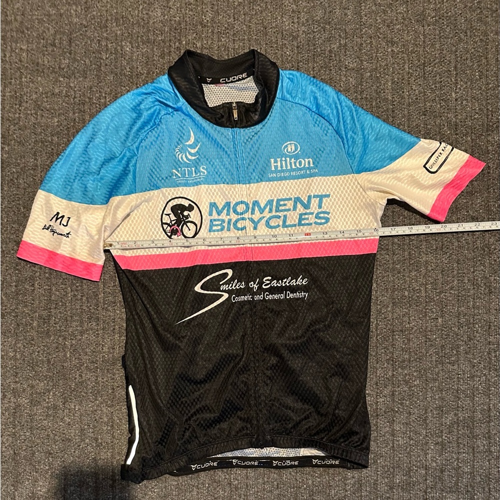 Women's Cycling Jersey - Blue, Pink, Black - Picture 6 of 8